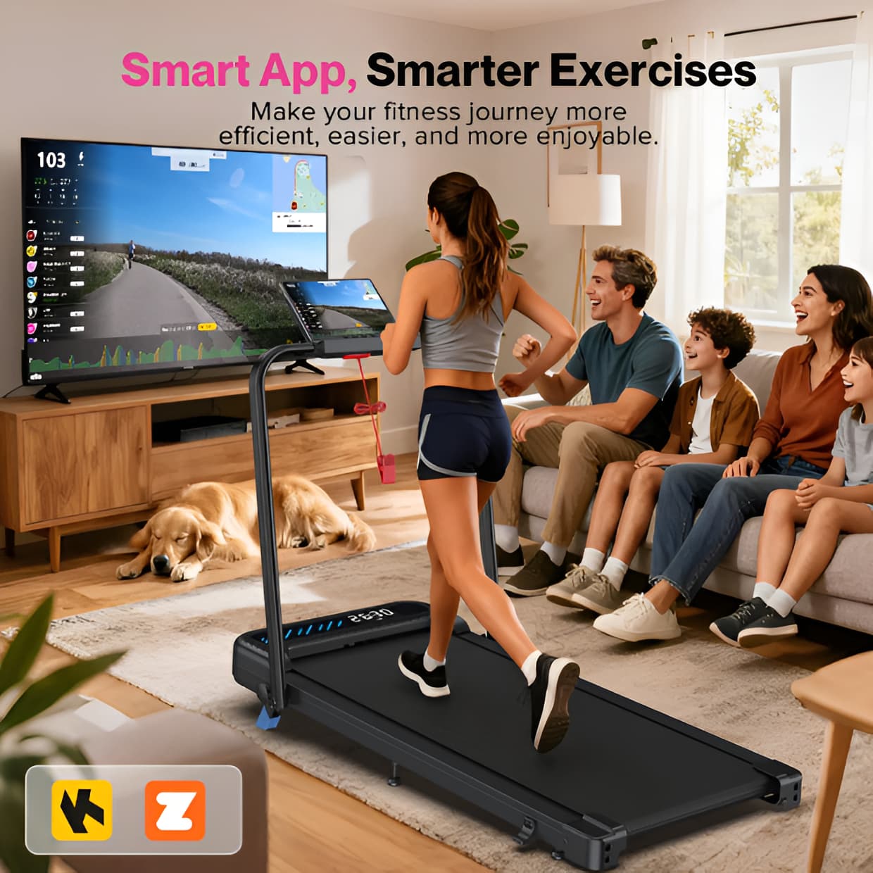 2-in-1 Walking Pad Treadmill with Handle Bar - 320 lbs, 10% Incline