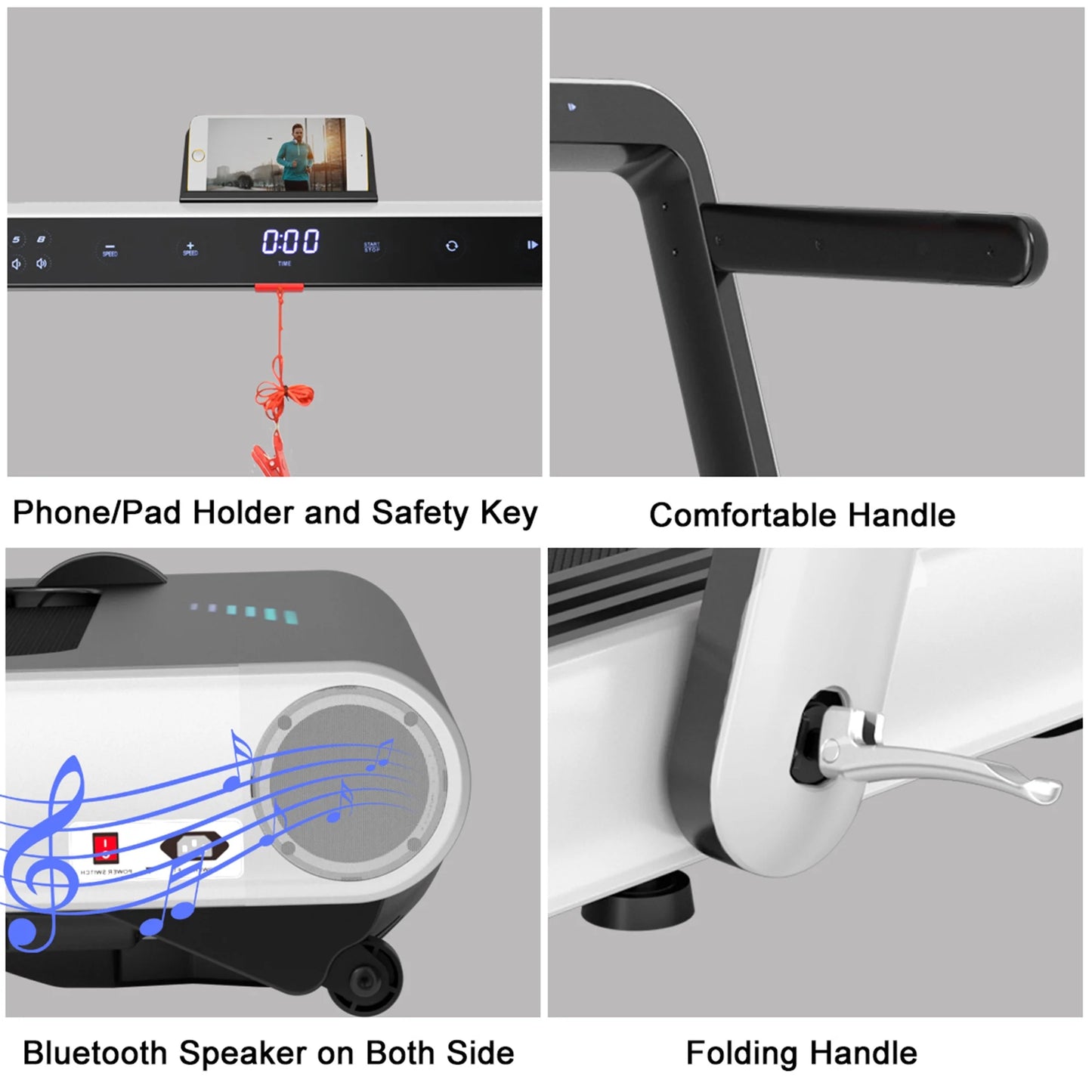 2 in 1 Folding Treadmill 4.75HP Running Machine W/ APP & Remote Control White