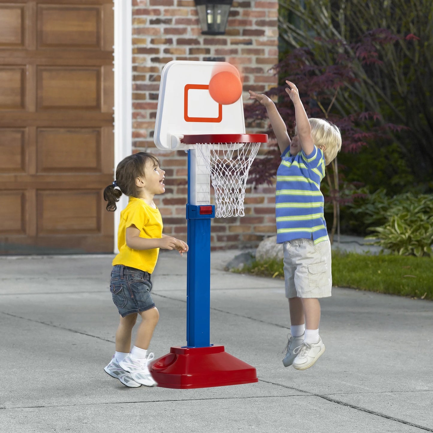 Adjustable Basketball Goal with Basketball, Basketball Hoop for Toddlers & Preschoolers