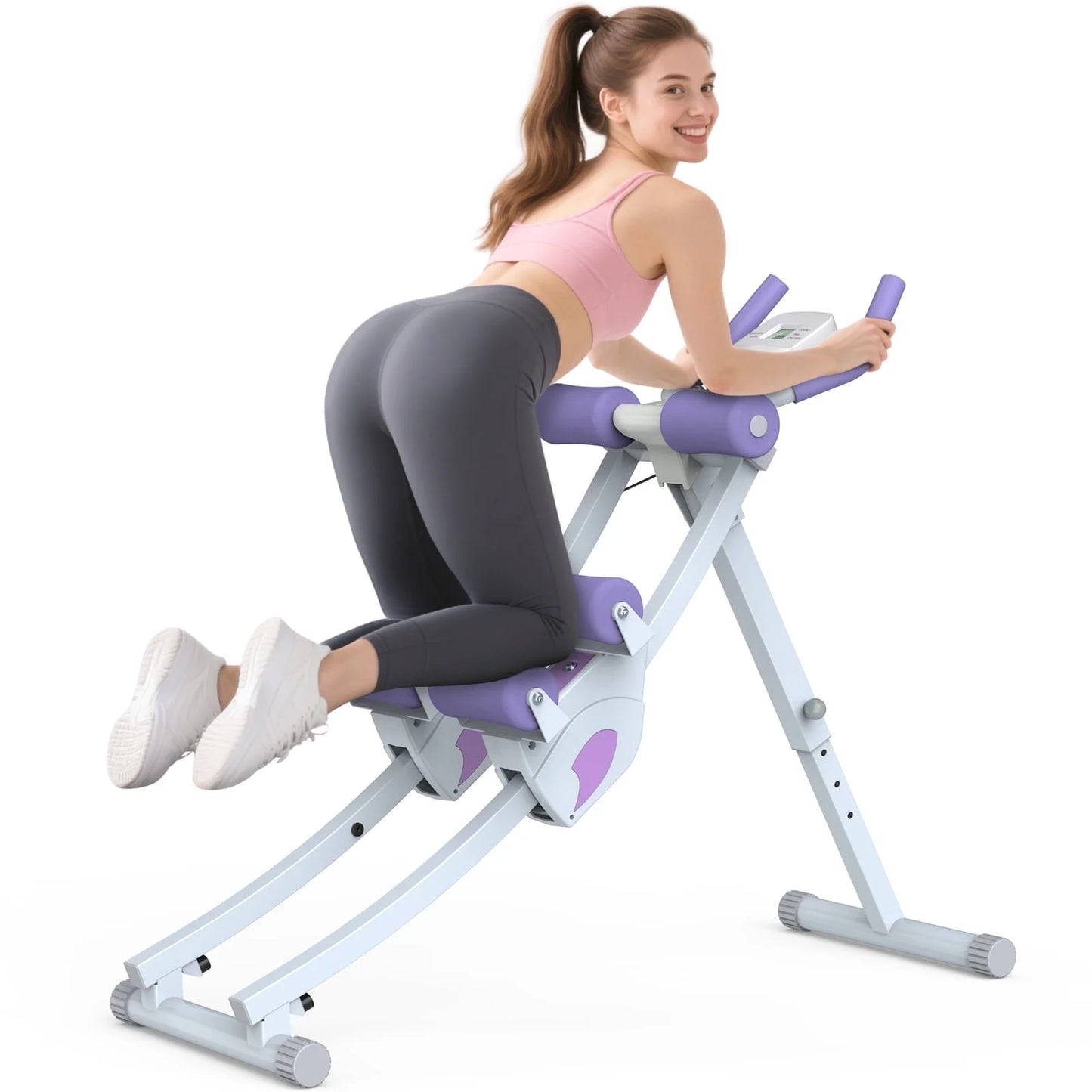 Fitness Ab Machine, 4 Adjustable Resistance Levels Ab Workout Equipment for Home Gym, Height Adjustable Ab Trainer, Foldable Fitness Equipment.440Lbs Weight Capacity