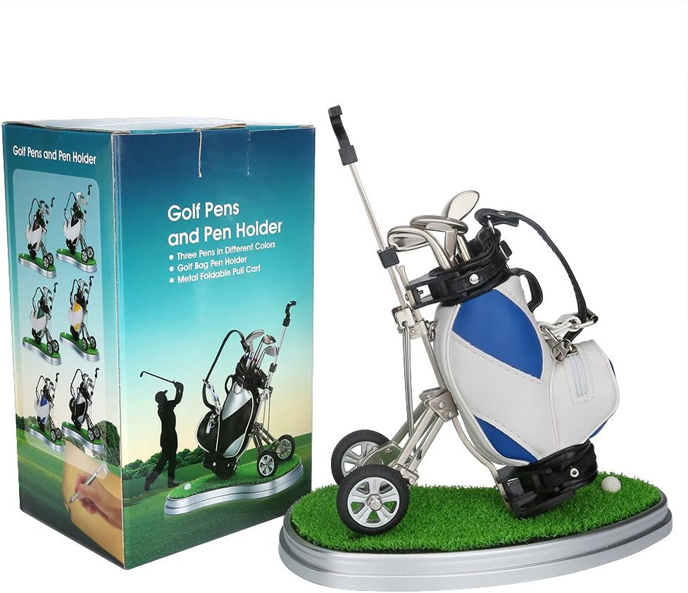 Golf Pen Holder with 3 Pieces Golf Club Pens Set Unique Golf Golf Desk Decor Gifts Souvenirs for Men