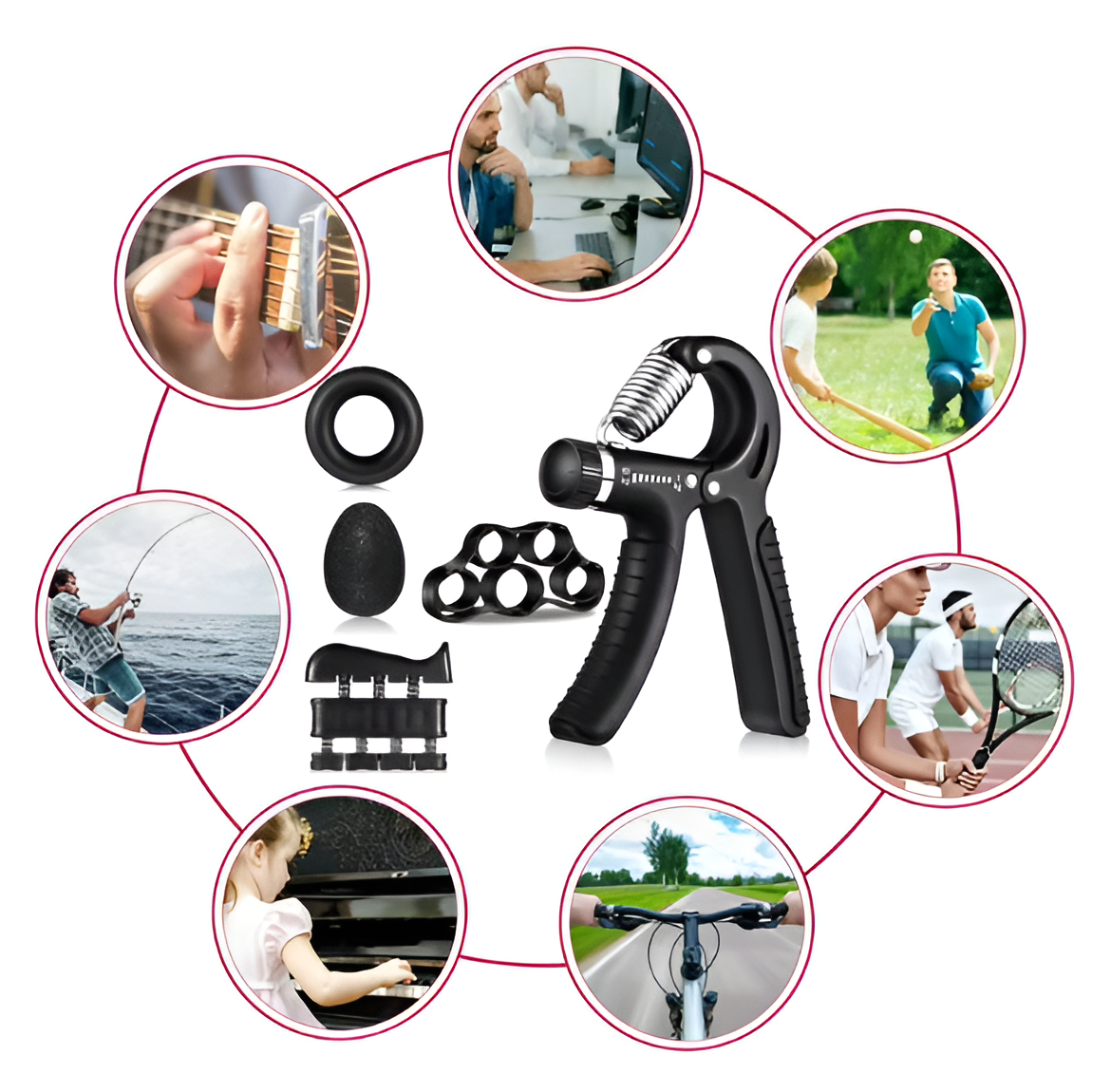 Hand Grip Strengthener Kit | 6-in-1 | Adjustable 22-132 lbs | Finger & Forearm Trainer
