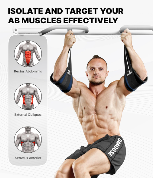 Hanging Ab Straps for Pull-Up Bar - Padded Core Training with Carabiners