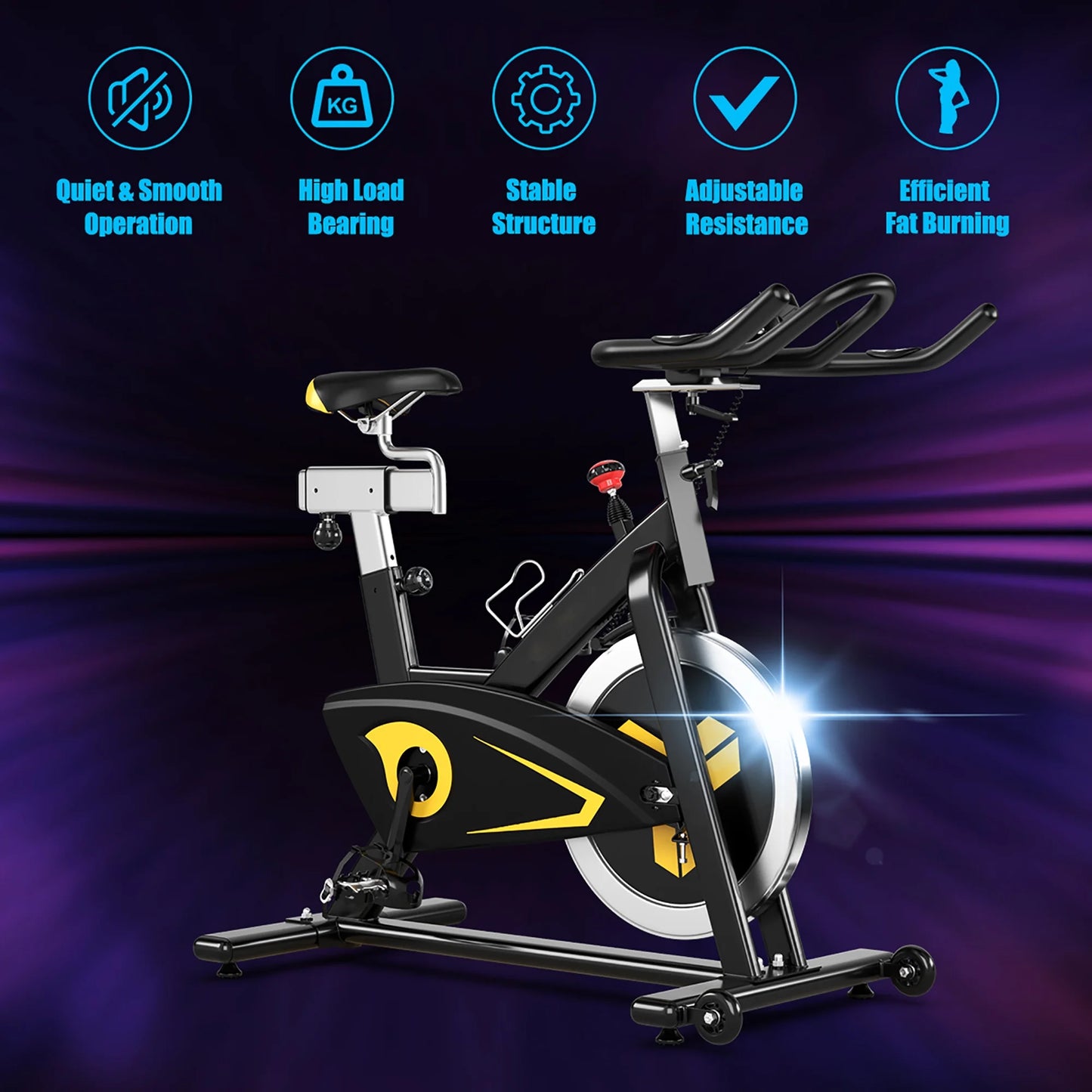 Indoor Cycling Bike Magnetic Exercise Bike Stationary Belt Drive Gym Home Cardio
