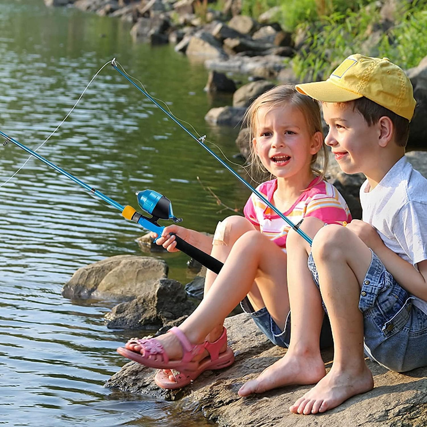 Kids Fishing Pole - Kids Fishing Rod Reel Combo Starter Kit - with Tackle Box, Practice Plug, Beginner'S Guide and Travel Bag for Boys, Girls and Youth