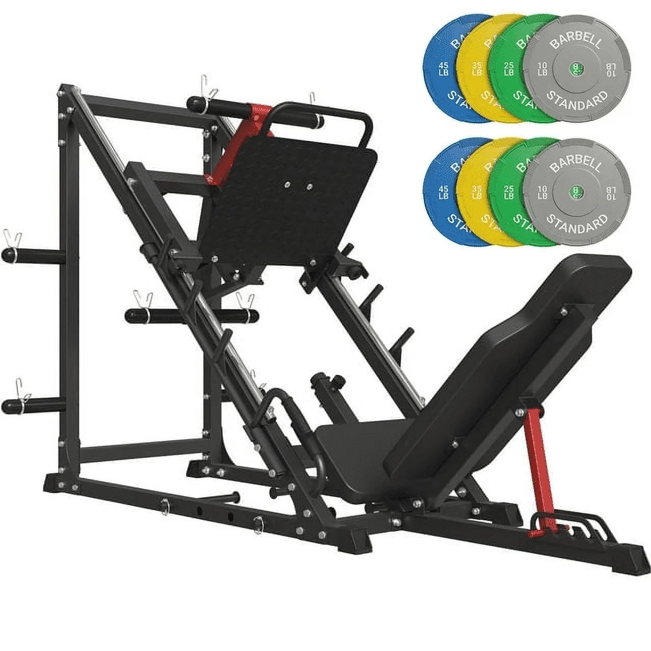 Leg Press Machine , 2000LBS Weight Capacity Adjustable Leg Machine with Resistance Band Pegs and Plate Storages, Workout Equipment for Strength Training