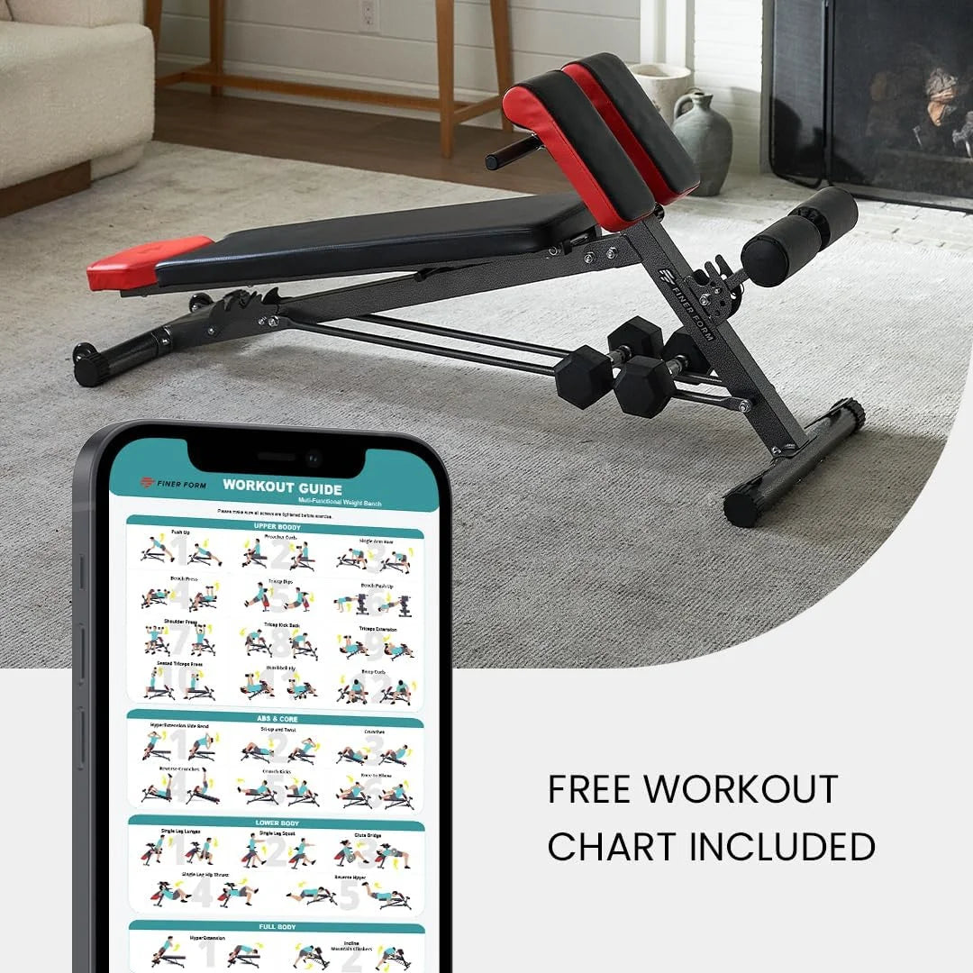 Multi-Functional Bench for Full All-In-One Body Workout - Hyper Back Extension, Roman Chair, Adjustable Ab Sit up Bench, Decline Bench, Flat Bench