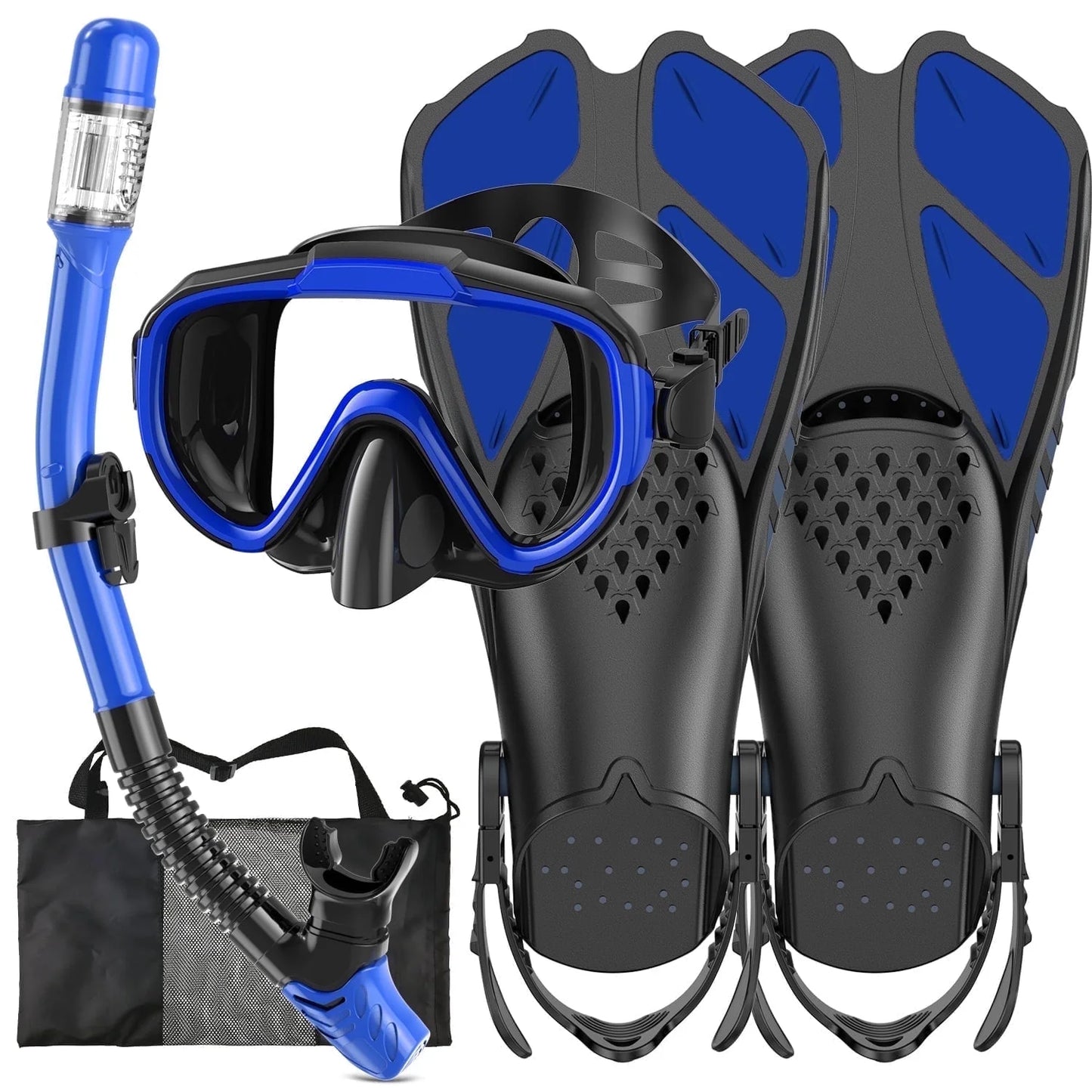 Snorkel Set for Adult,4 in 1 Snorkel Set with Panoramic View,Snorkeling Gear for Adults,Snorkeling and Travel Bag for Swimming BK-S