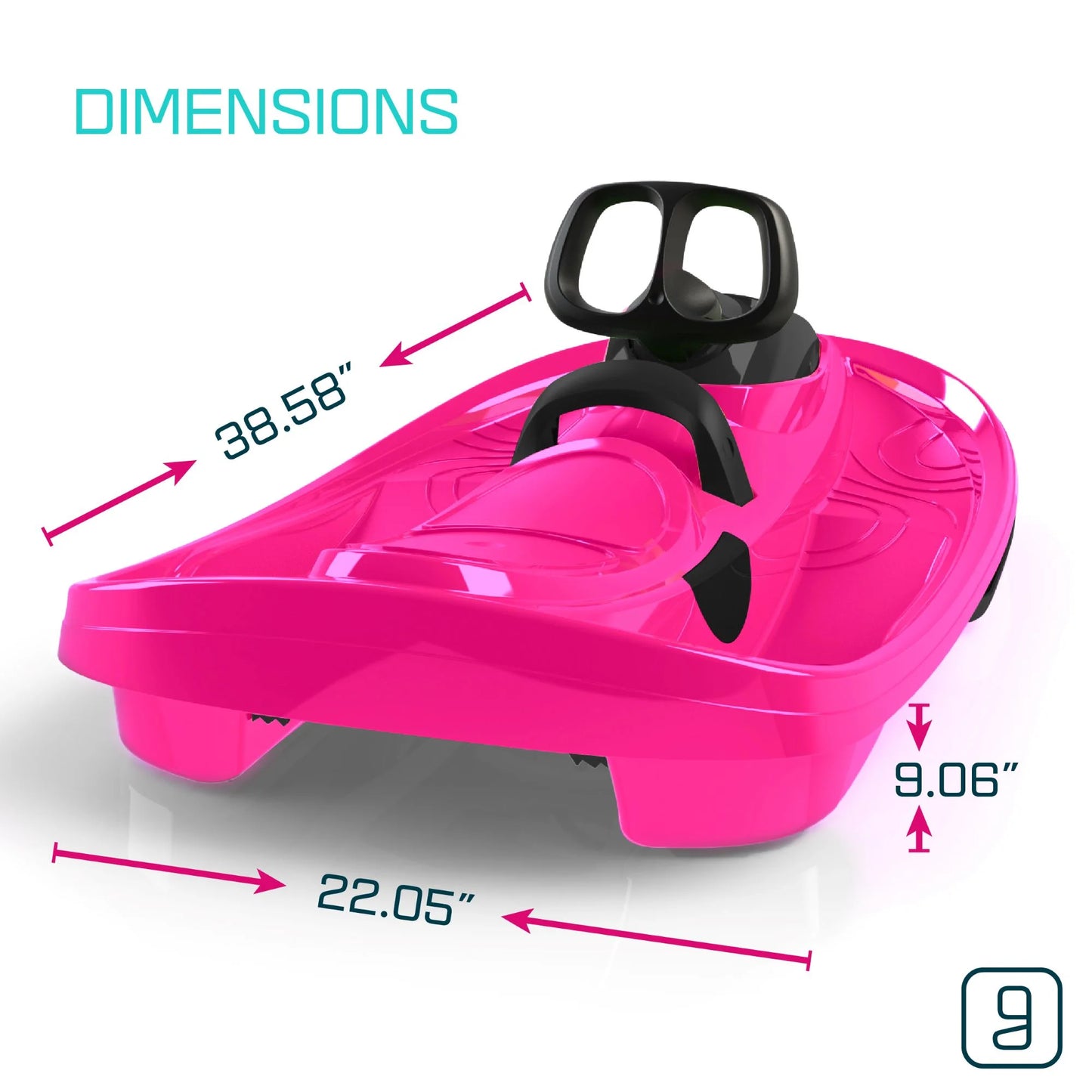 Stratos Bobsled for Kids, 2 Person Steerable Snow Sled, Ages 3+, Monster Pink