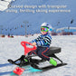 Metal Snow Racer Sled W/Steering Wheel and Brakes Kids Snow Sand Grass Sliding Black & Red