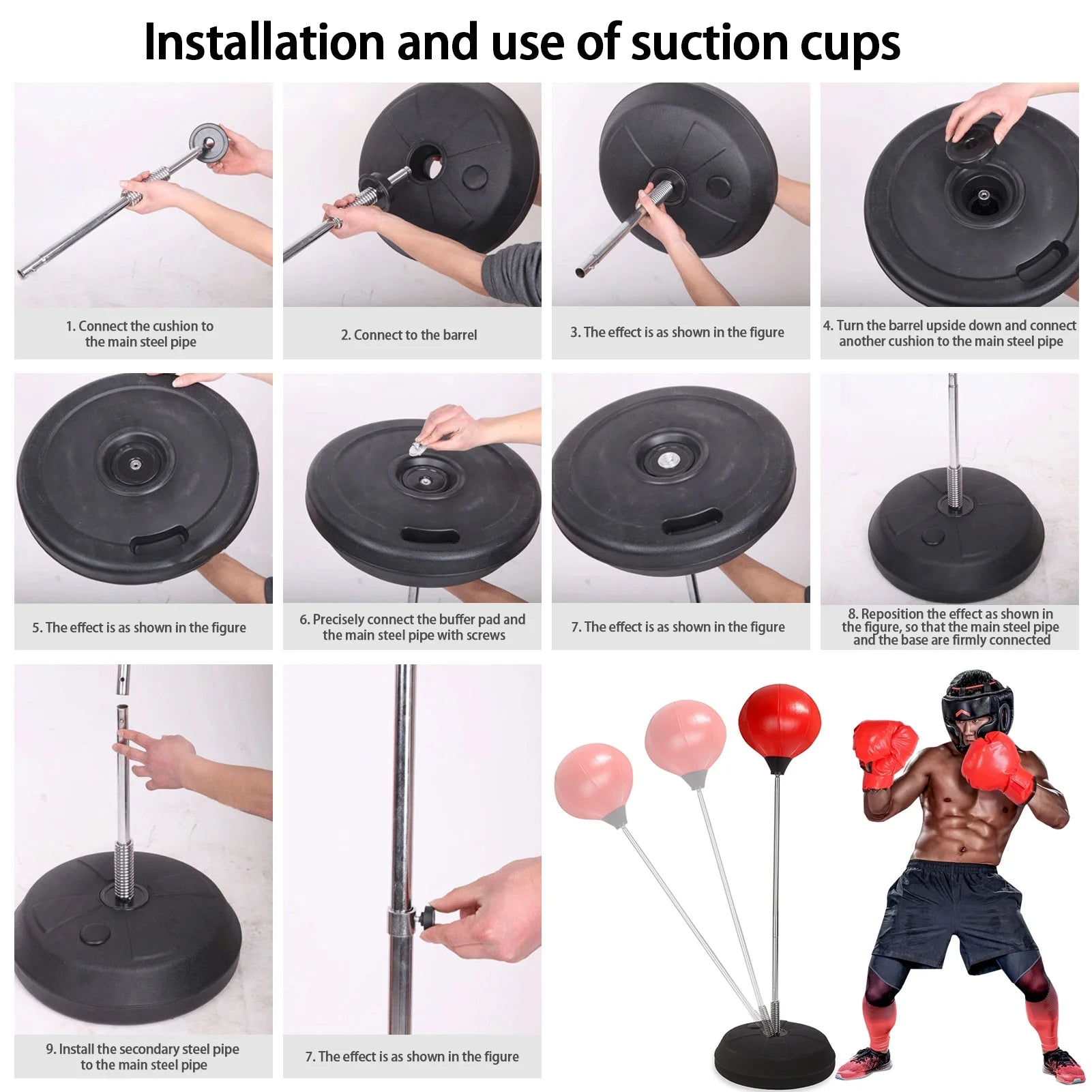 Punching Boxing Bag Reflex Speed Freestanding Punching Ball Adjustable Height for Kids and Adults for Exercise, Fitness & Stress Relief