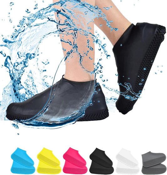 Waterproof Shoe Covers, Non-Slip Water Resistant Overshoes Silicone Rubber Rain Shoe Cover Outdoor Cycling Protectors Apply to Men, Women, Kids (Small, Black)