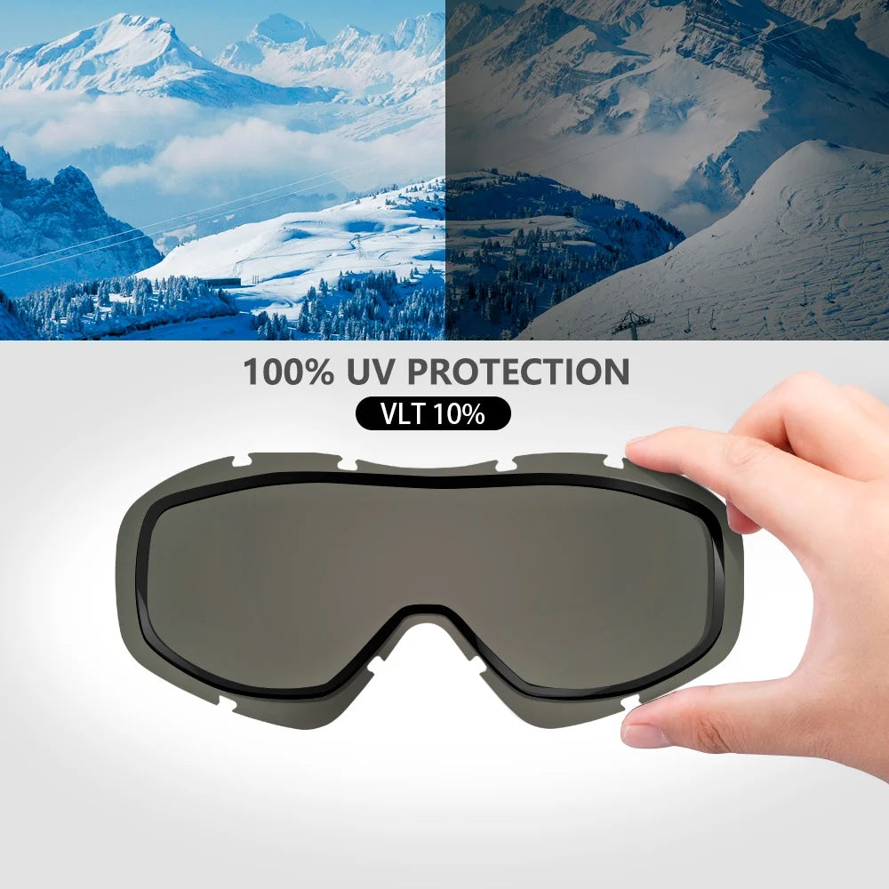 Ski Goggles OTG - over Glasses Ski/Snowboard Goggles for Men, Women & Youth - 100% UV Protection