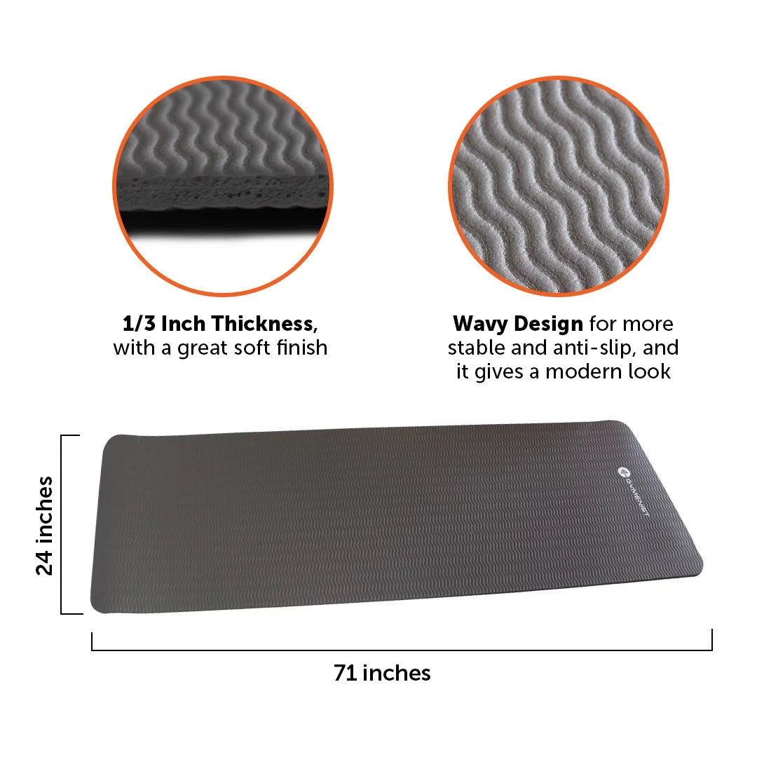 Thick Exercise Yoga Floor Mat Nbr 24 X 71 Inches Black