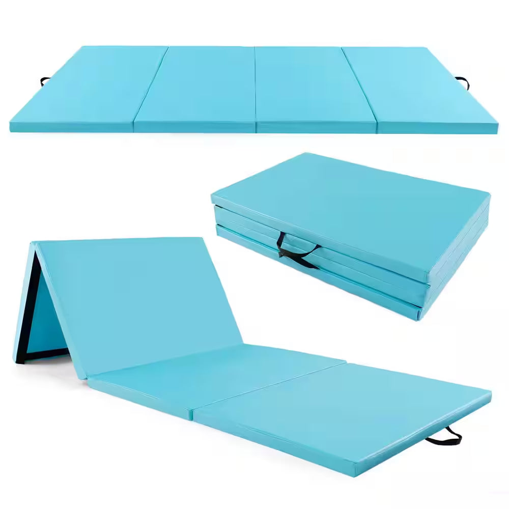 10 Ft. X 4 Ft. X 2 In. 4-Panel Folding Exercise Mat with Carrying Handles for Gym Flooring Mat Black 40 Sq.Ft.
