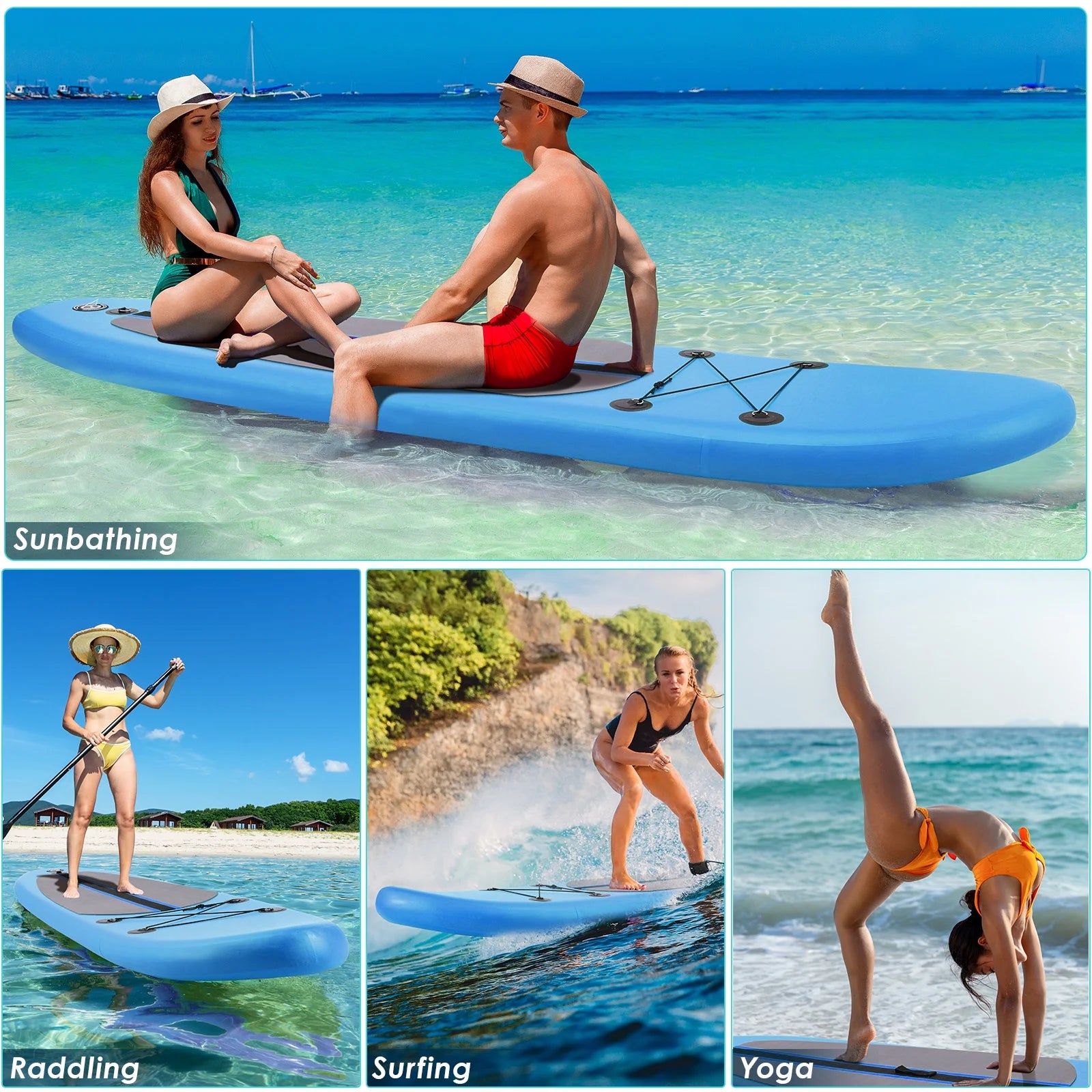 10' Inflatable Stand up Paddle Board SUP Surfboard with Aluminum Paddle for Adults, 6'' Thick