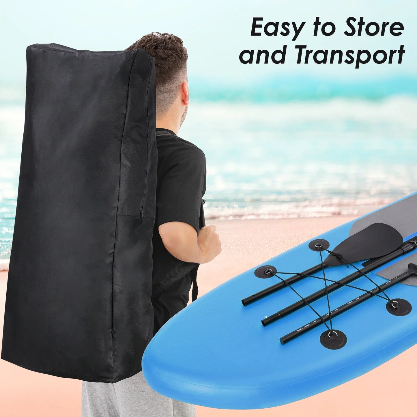 10' Inflatable Stand up Paddle Board SUP Surfboard with Aluminum Paddle for Adults, 6'' Thick