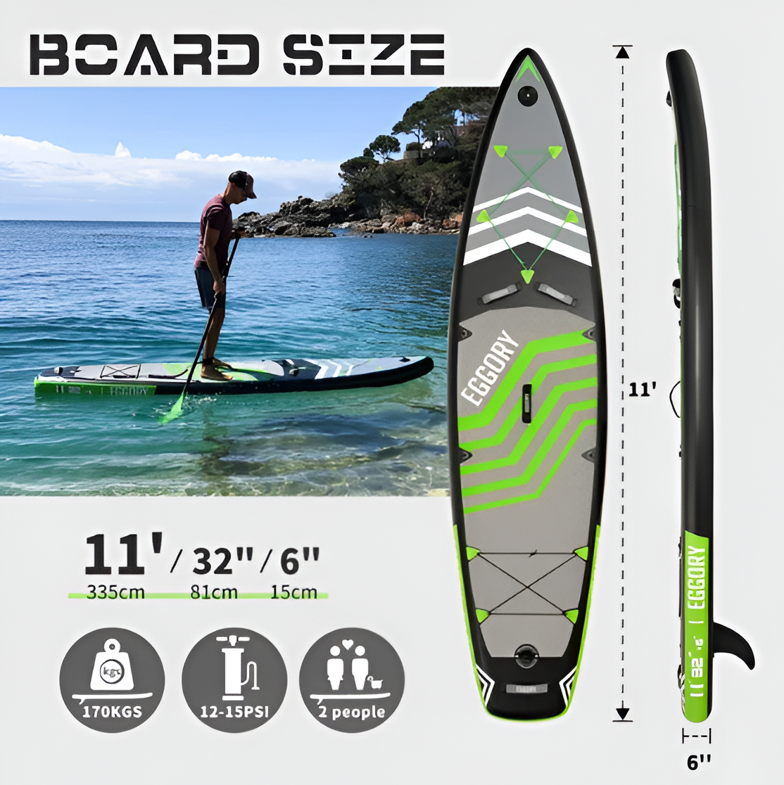 11 ft Inflatable Paddle Board - Complete SUP Kit