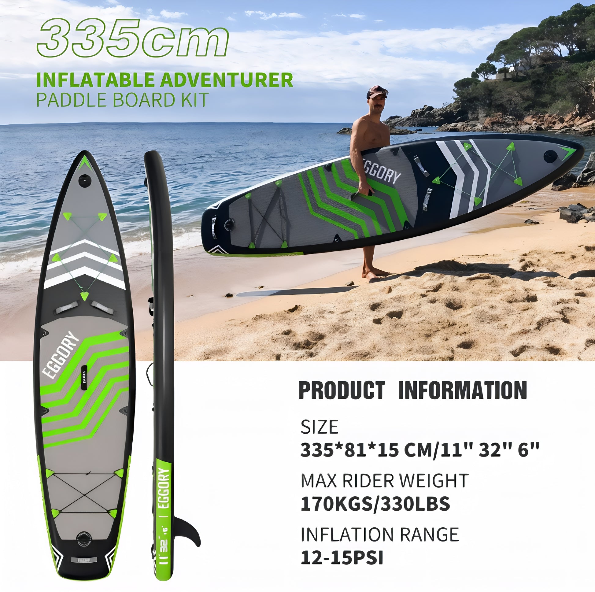 11 ft Inflatable Paddle Board - Complete SUP Kit