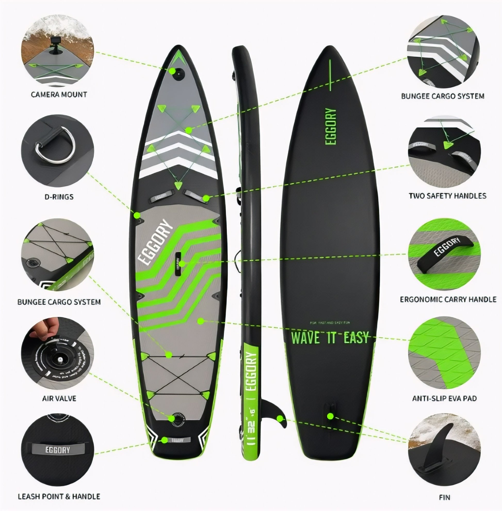 11 ft Inflatable Paddle Board - Complete SUP Kit