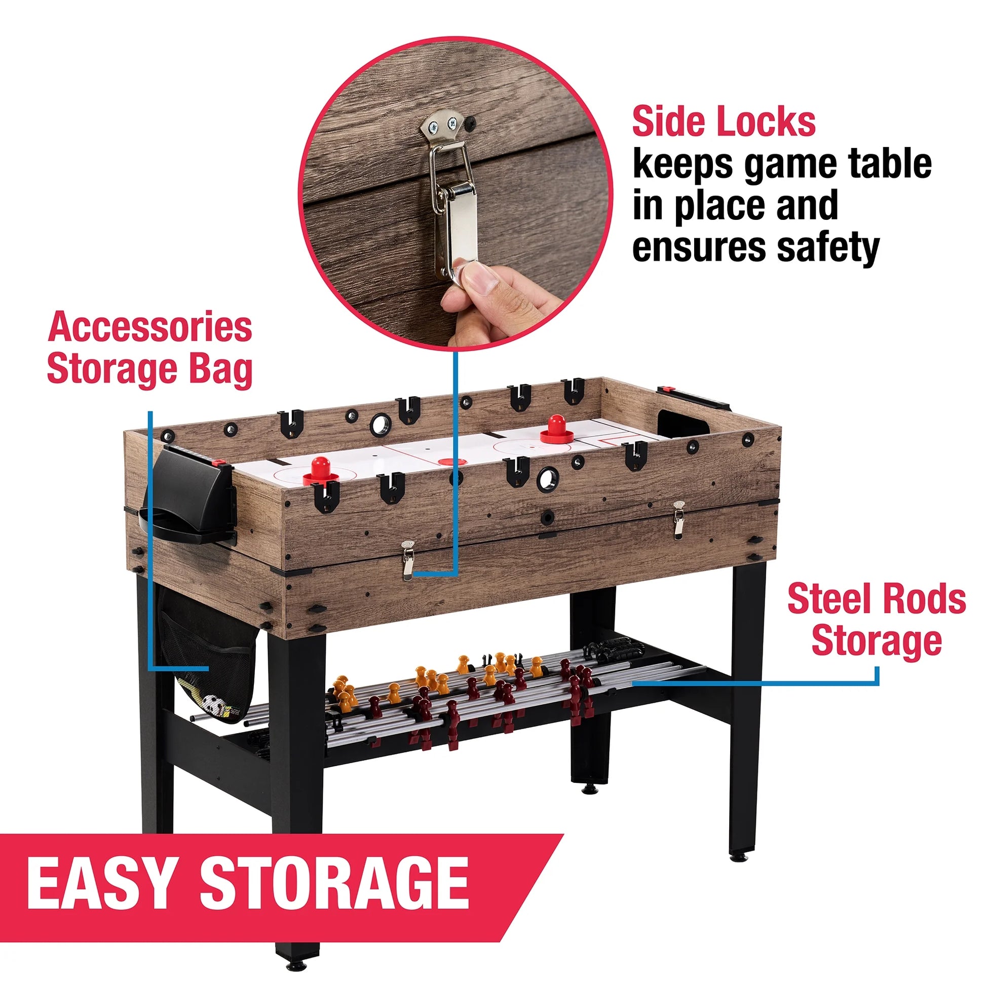 MD Sports 48" Combo Air Powered Hockey, Foosball, and Billiard Game Table