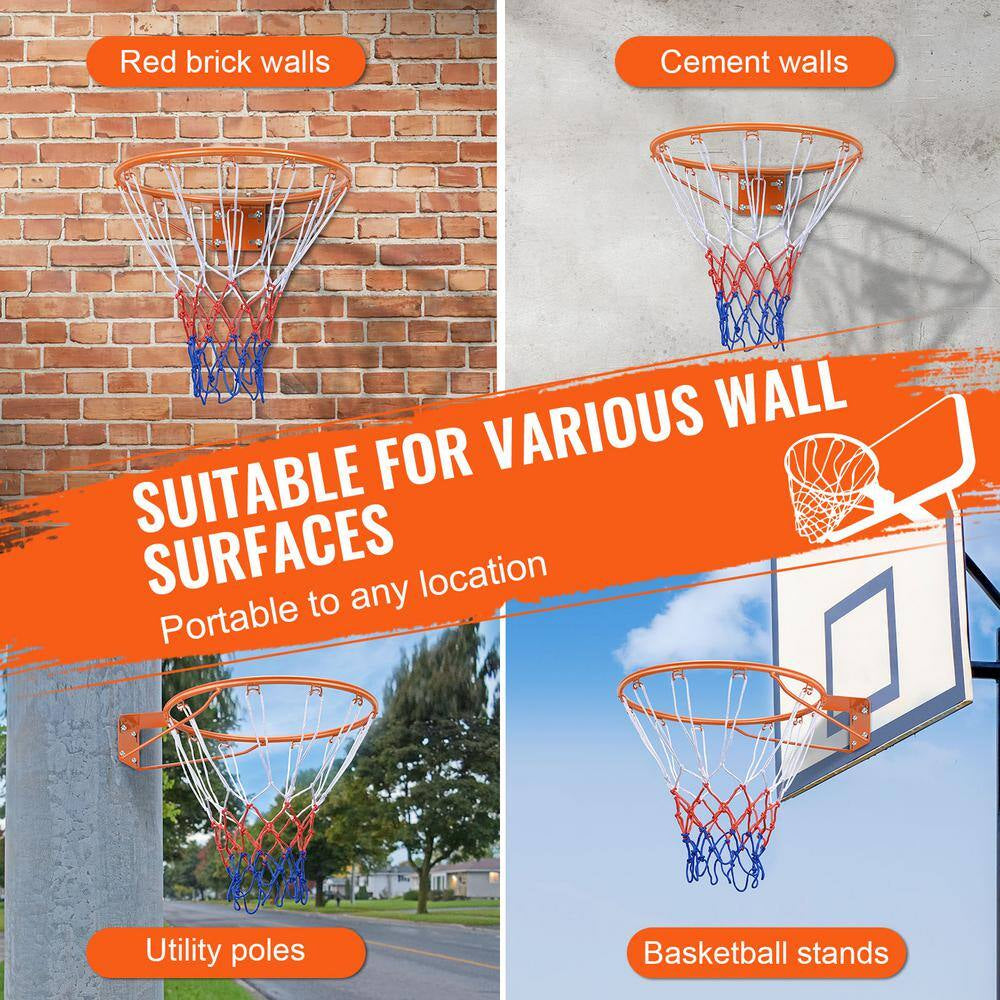 18 In. Basketball Rim Q235 Basketball Flex Rim Goal Replacement Standard Indoor Outdoor Hanging Hoop