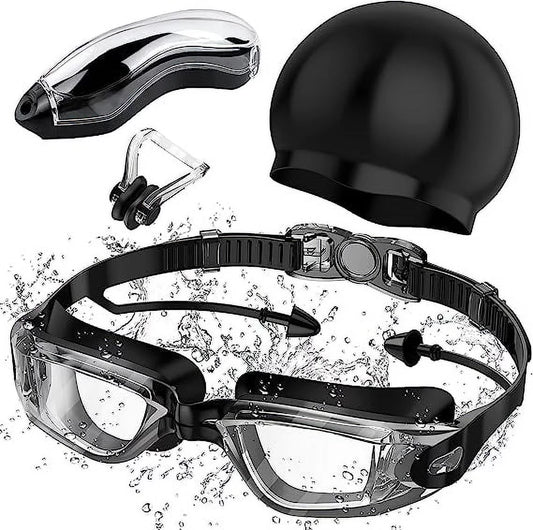 Youth Swim Goggles, Goggle with Nose Cover, Tinted, Anti-Fog Lenses with UV Protection, No Leak Water