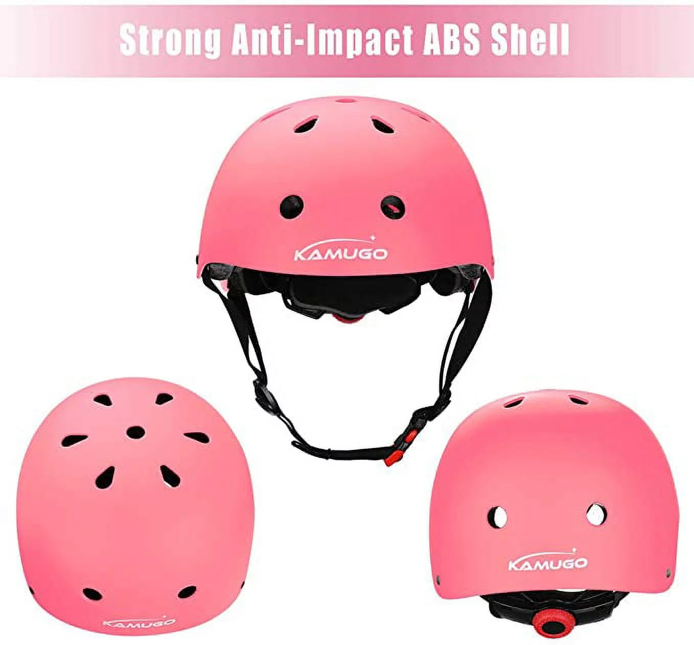 Kids Bike Helmet and Knee Pads 7Pcs ,Helmets for Kids Adjustable for 2~8 Years Girl , Pink