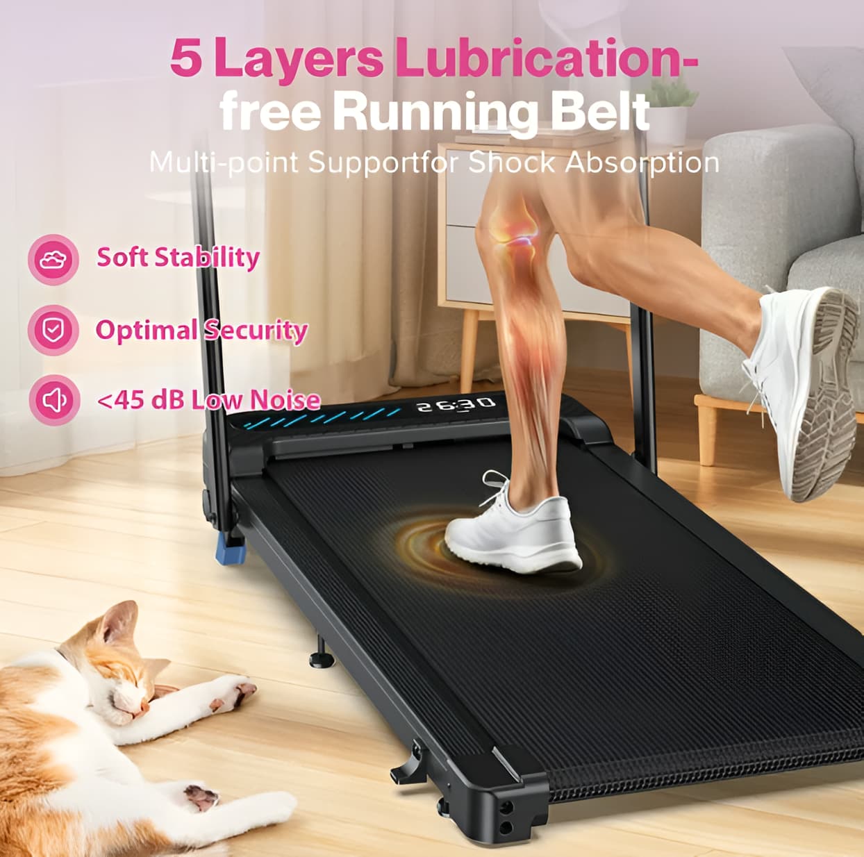 2-in-1 Walking Pad Treadmill with Handle Bar - 320 lbs, 10% Incline
