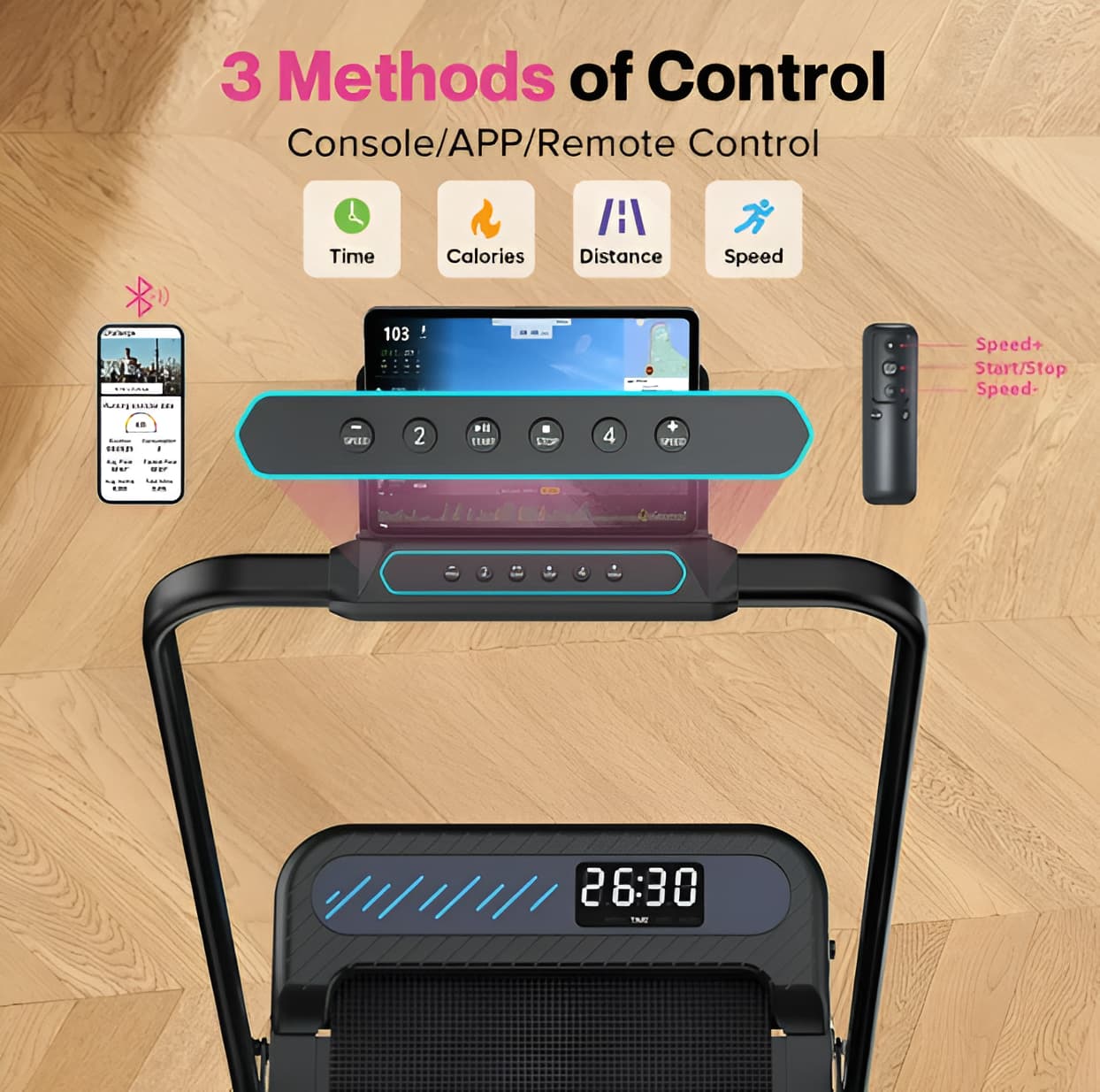 2-in-1 Walking Pad Treadmill with Handle Bar - 320 lbs, 10% Incline