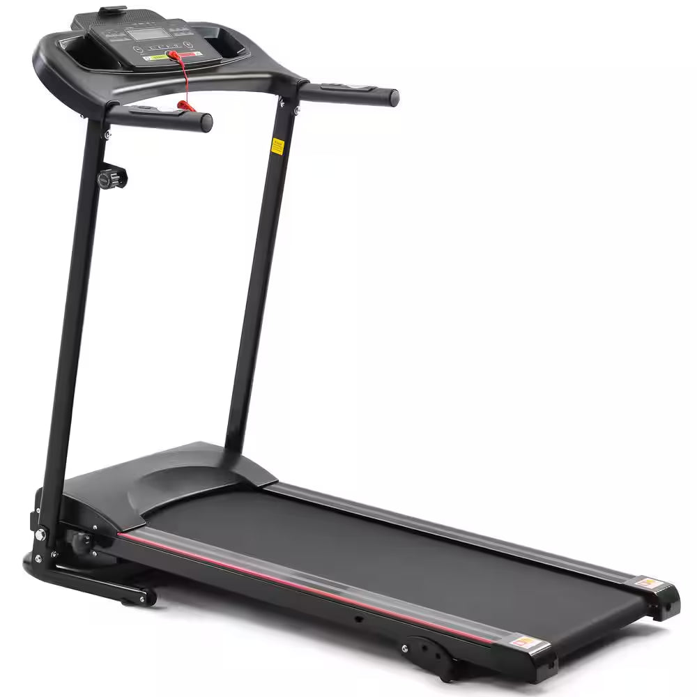 2.5 HP Black Stainless Steel Folable Electric Treadmill with Bluetooth Music, 5 In. LCD Display and Heart Rate Sensor