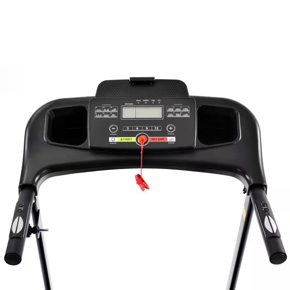 2.5 HP Black Stainless Steel Folable Electric Treadmill with Bluetooth Music, 5 In. LCD Display and Heart Rate Sensor