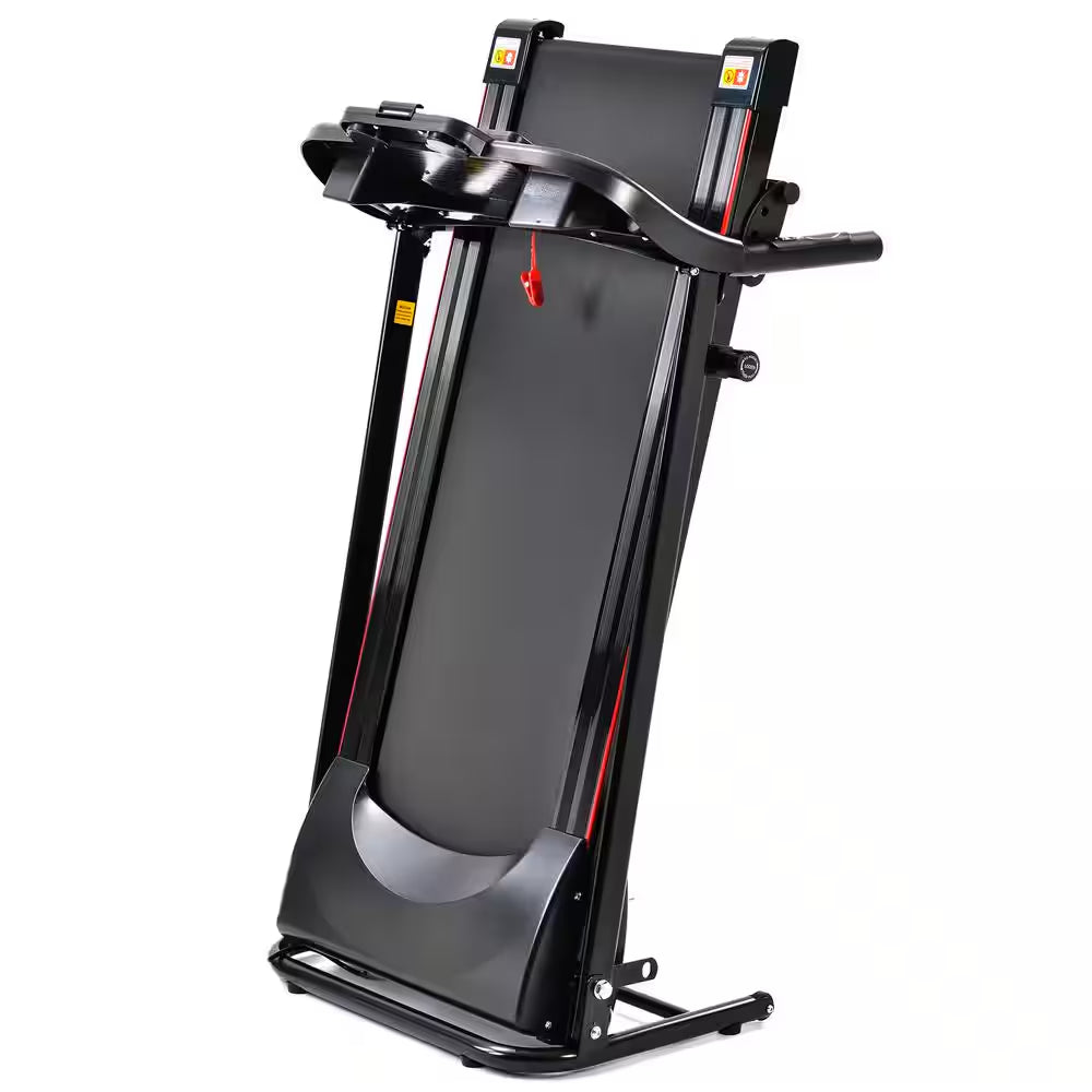 2.5 HP Black Stainless Steel Folable Electric Treadmill with Bluetooth Music, 5 In. LCD Display and Heart Rate Sensor