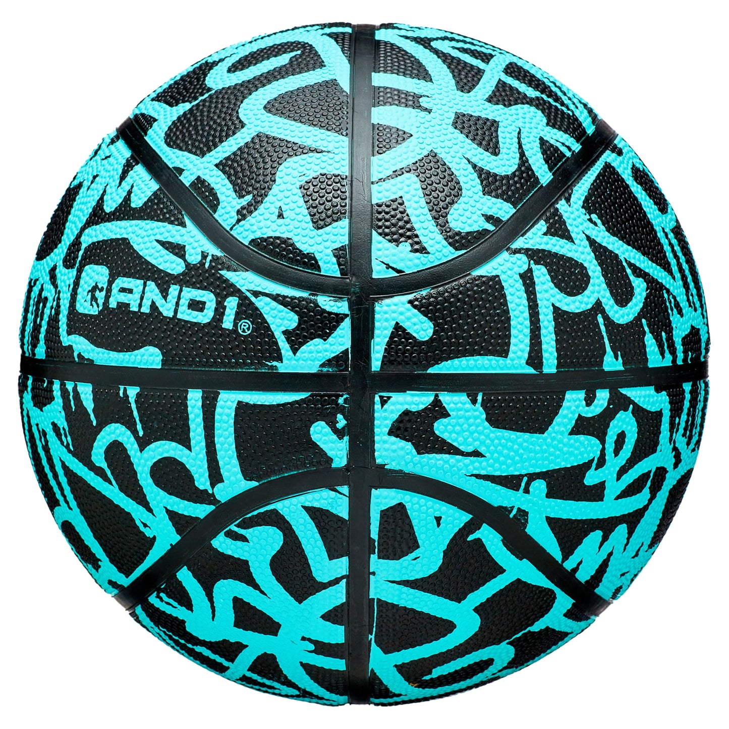 Graffiti Printed Rubber Basketball, Mint and Black, 28.5 In