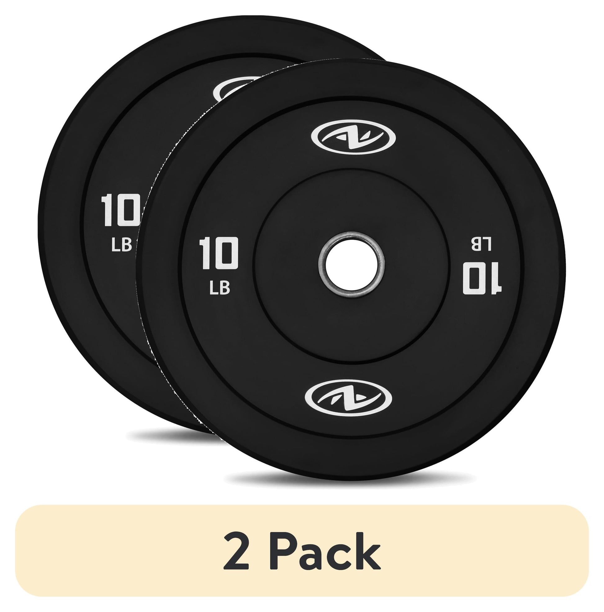 (2 Pack)  10Lb Black Olympic Bumper Rubber Plate, Single Weight