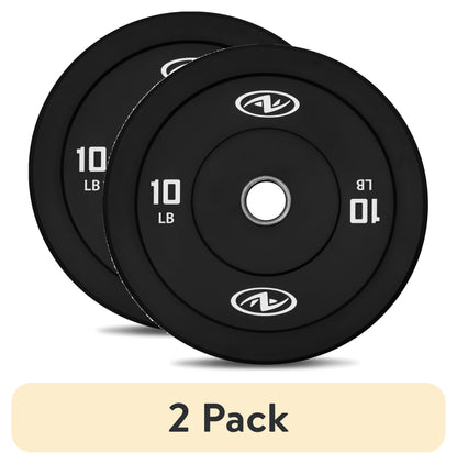 (2 Pack)  10Lb Black Olympic Bumper Rubber Plate, Single Weight