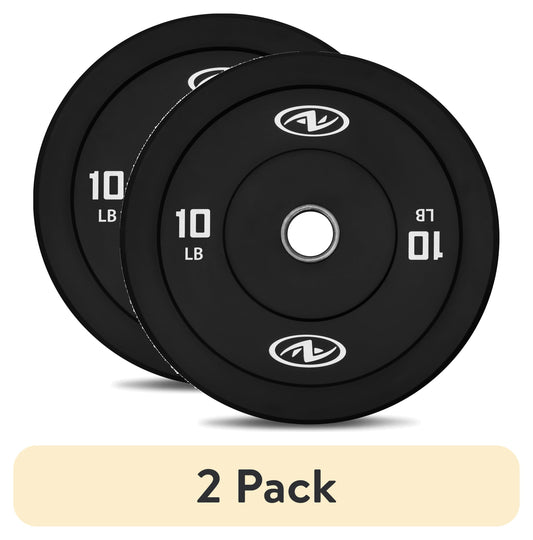 (2 Pack)  10Lb Black Olympic Bumper Rubber Plate, Single Weight