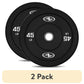 (2 Pack)  10Lb Black Olympic Bumper Rubber Plate, Single Weight