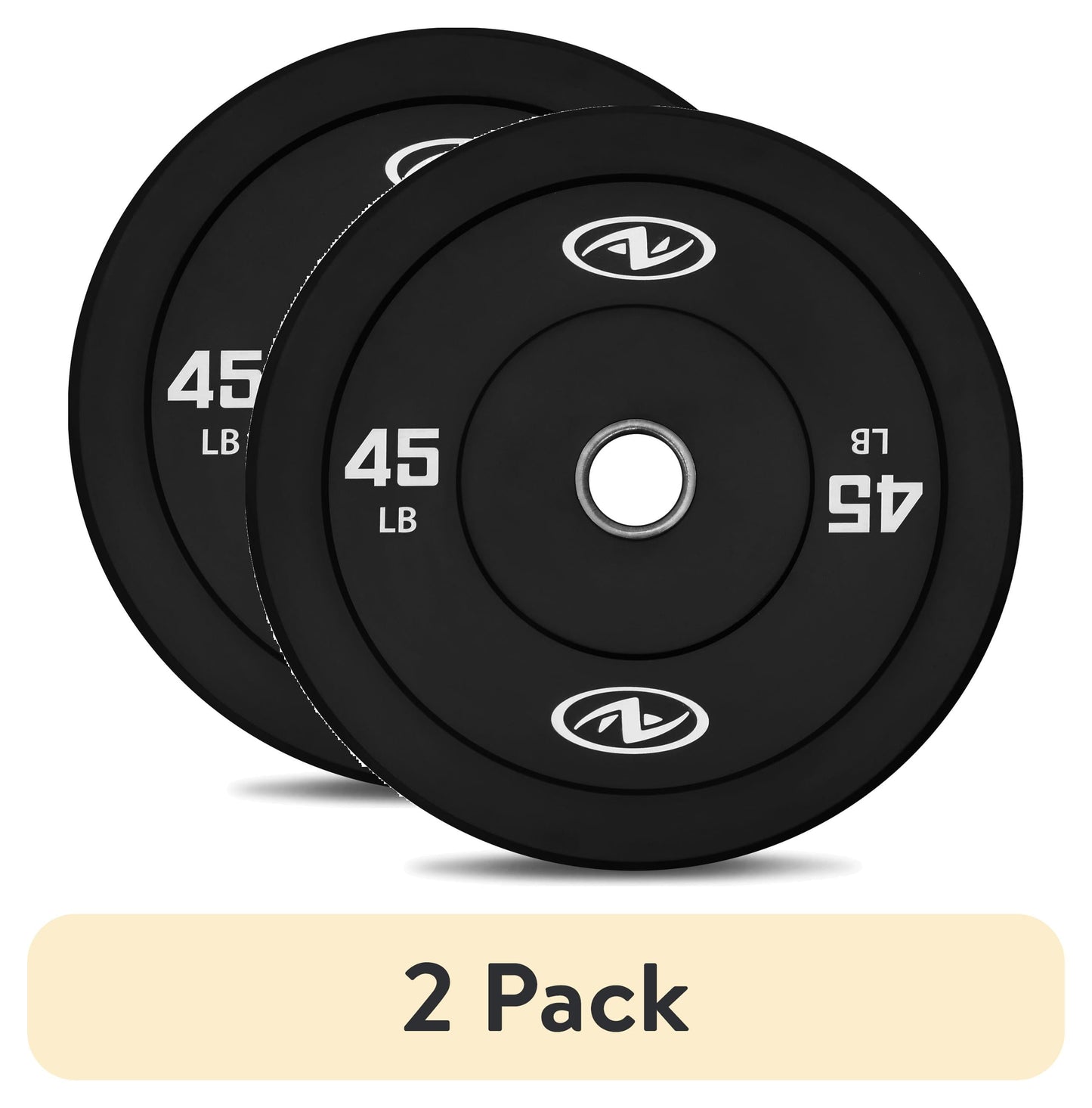 (2 Pack)  10Lb Black Olympic Bumper Rubber Plate, Single Weight