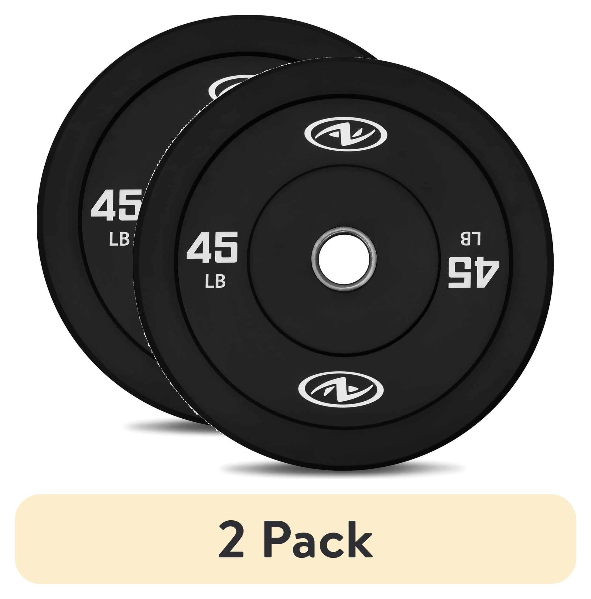 (2 Pack)  10Lb Black Olympic Bumper Rubber Plate, Single Weight