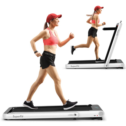 2 in 1 Folding Treadmill 4.75HP Running Machine W/ APP & Remote Control White
