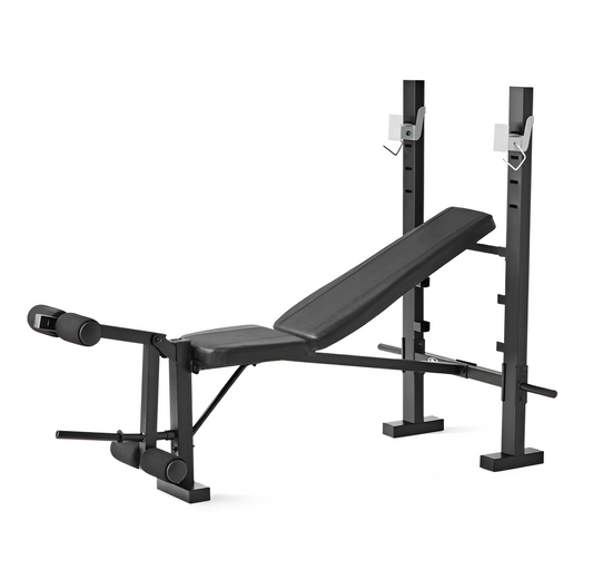 3-in-1 Weight Bench & Rack Combo with Leg Press – Home Gym Station