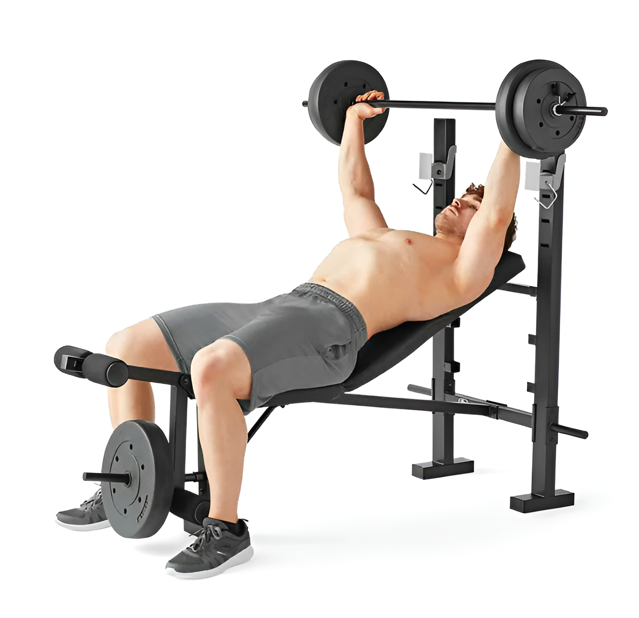 3-in-1 Weight Bench & Rack Combo with Leg Press – Home Gym Station