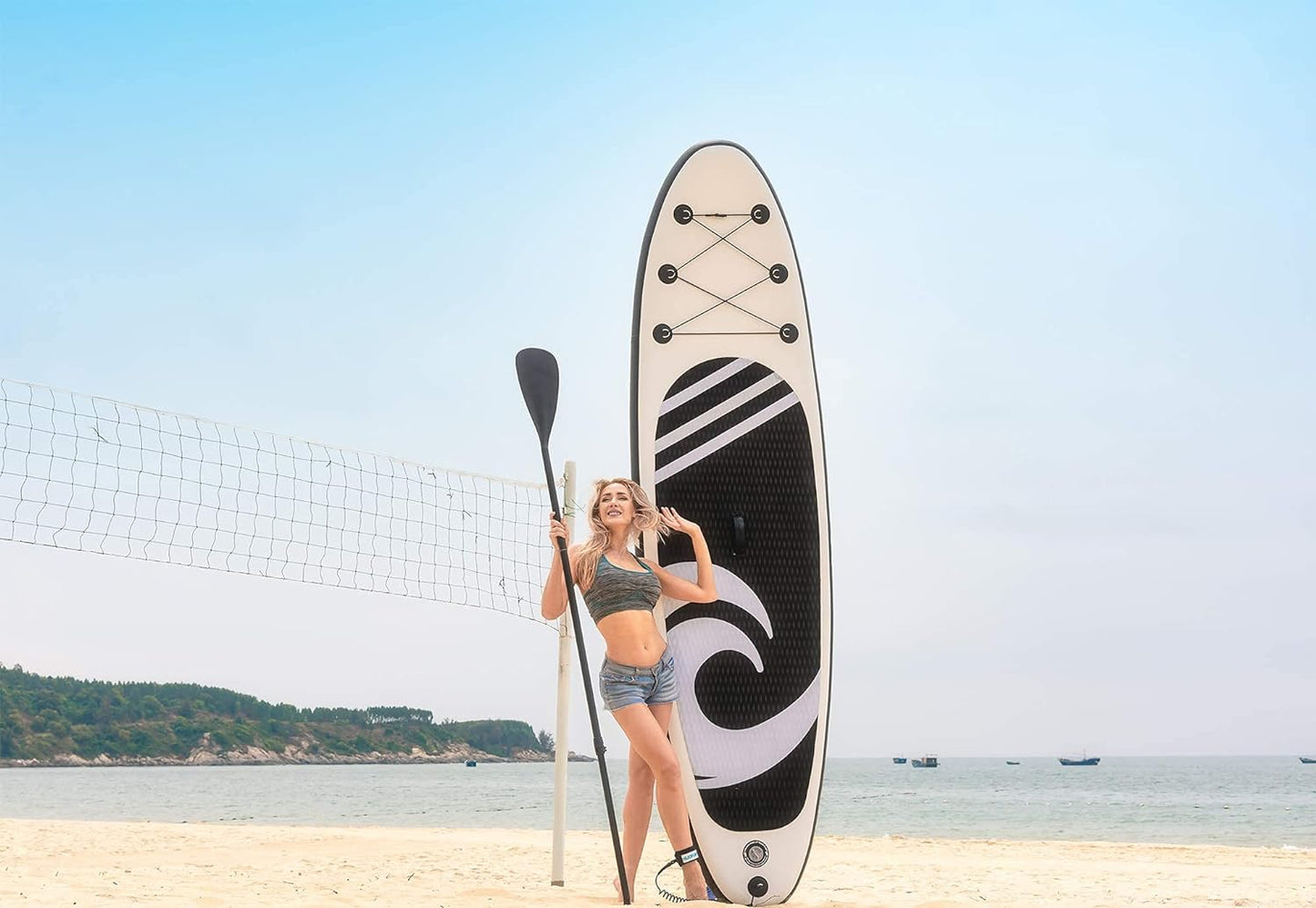 Inflatable Stand up Paddle Board with Premium SUP Accessories & Carry Bag | Wide Stance, Bottom Fin for Paddling, Surf Control, Non-Slip Deck | Youth & Adult Standing Boat