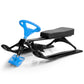 Metal Snow Racer Sled W/Steering Wheel and Brakes Kids Snow Sand Grass Sliding Black & Blue