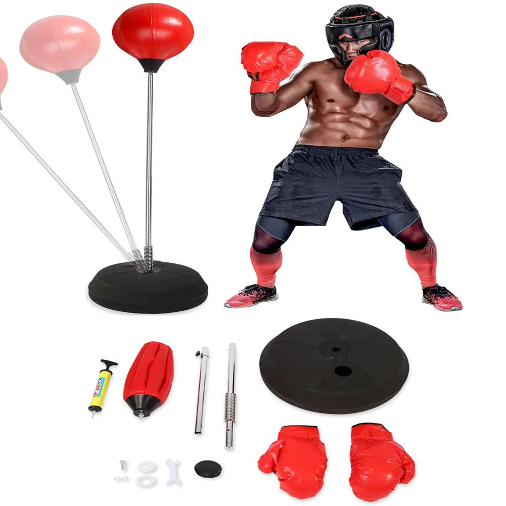 Punching Boxing Bag Reflex Speed Freestanding Punching Ball Adjustable Height for Kids and Adults for Exercise, Fitness & Stress Relief