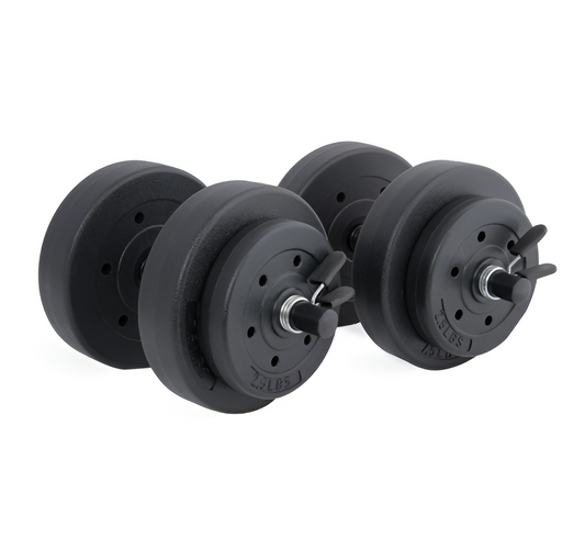 40 lb Adjustable Vinyl Dumbbell Set – Two Steel Bars with Weight Plates & Collars