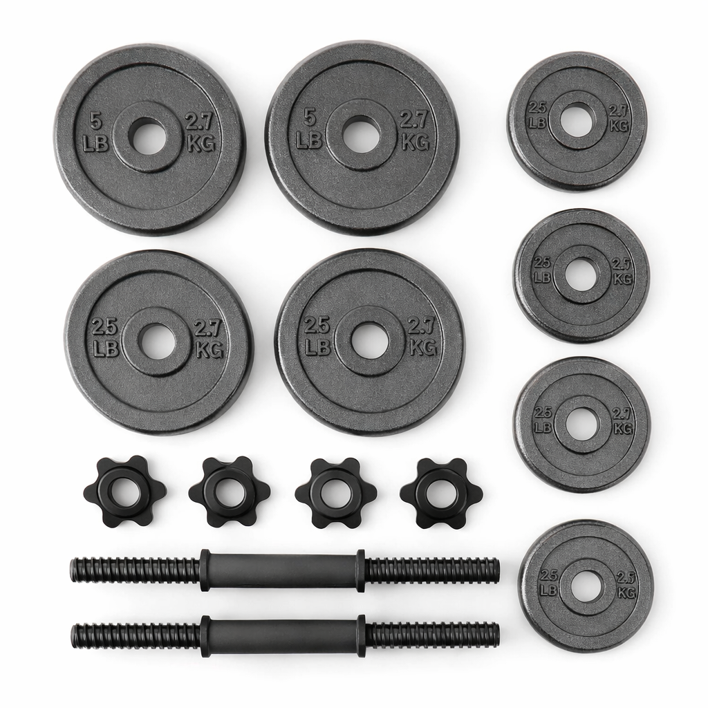 40lb Adjustable Cast Iron Dumbbell Set with Spin-Lock Collars