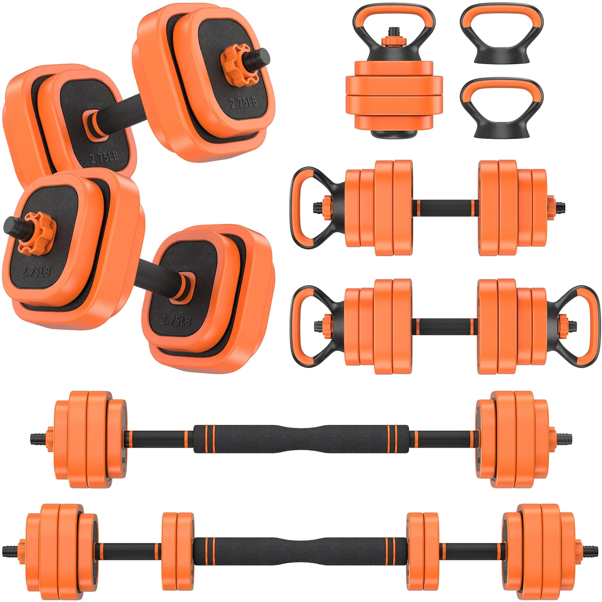 44Lb 4-In-1 Adjustable Dumbbells Set Free Weight Set with Connector Used as Barbell, Kettlebells, Push up Stand, Fitness Exercises for Home Gym Suitable Men/Women