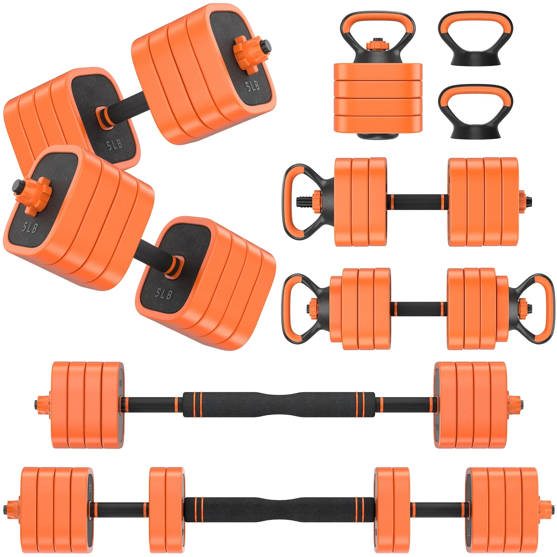 44Lb 4-In-1 Adjustable Dumbbells Set Free Weight Set with Connector Used as Barbell, Kettlebells, Push up Stand, Fitness Exercises for Home Gym Suitable Men/Women